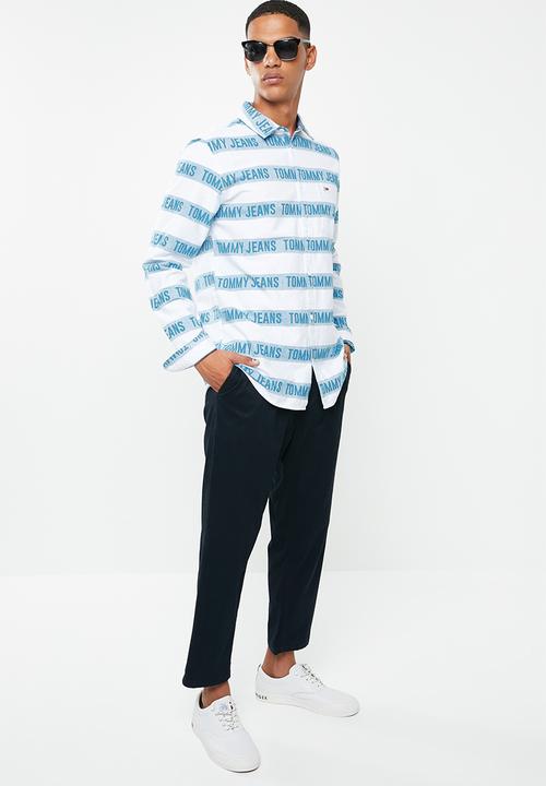 Tommy Hilfiger - Tjm branded stripe shirt - white & blue