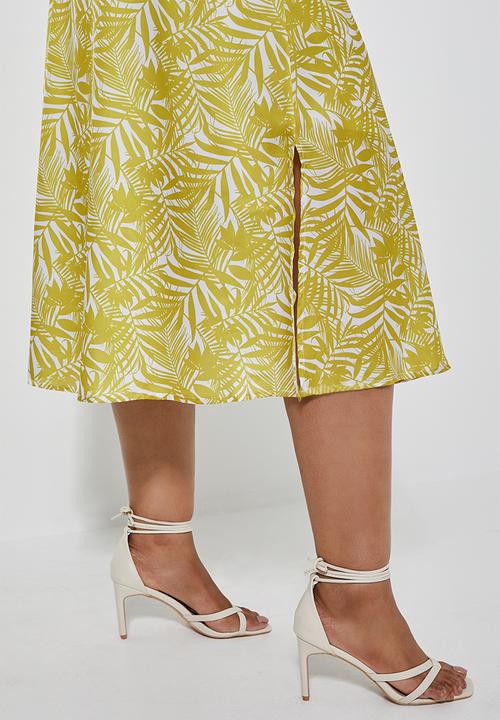 Superbalist - Slit detail slip skirt - yellow & white 