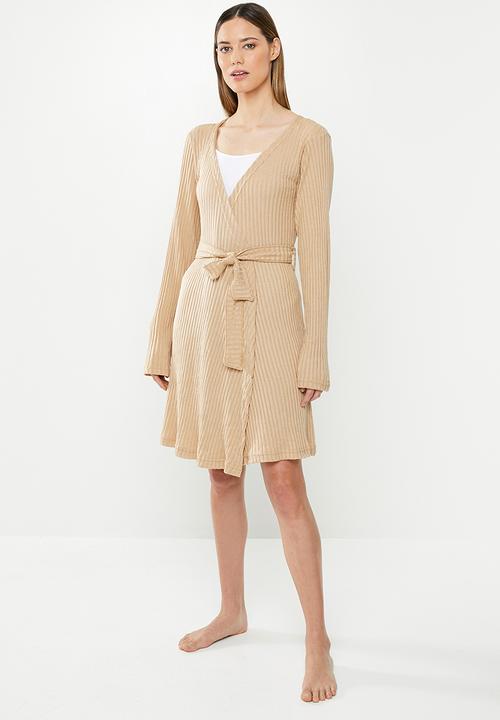 Missguided - Rib mix and match lounge robe - beige