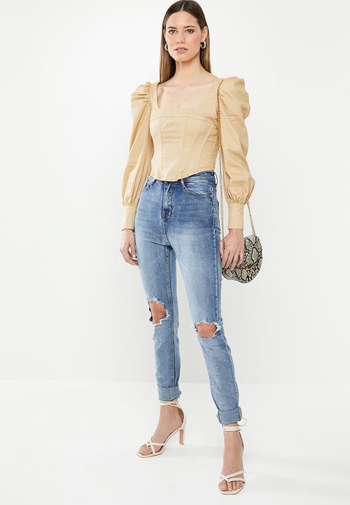 Missguided - Square neck corset style top - neutral