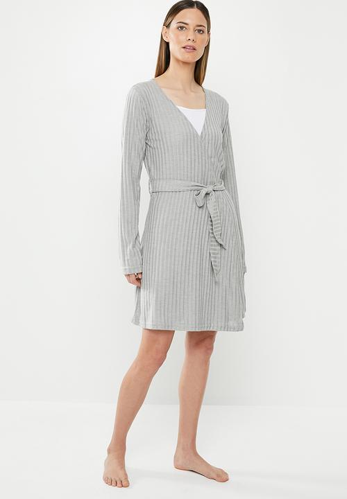 Missguided - Rib mix and match lounge robe - grey