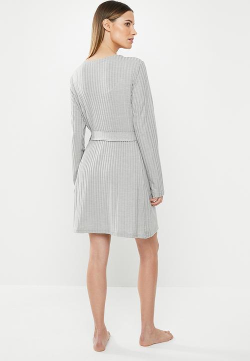 Missguided - Rib mix and match lounge robe - grey