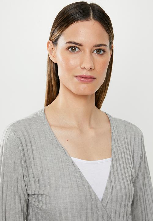 Missguided - Rib mix and match lounge robe - grey