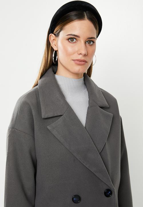Missguided - Oversized double breasted coat - grey
