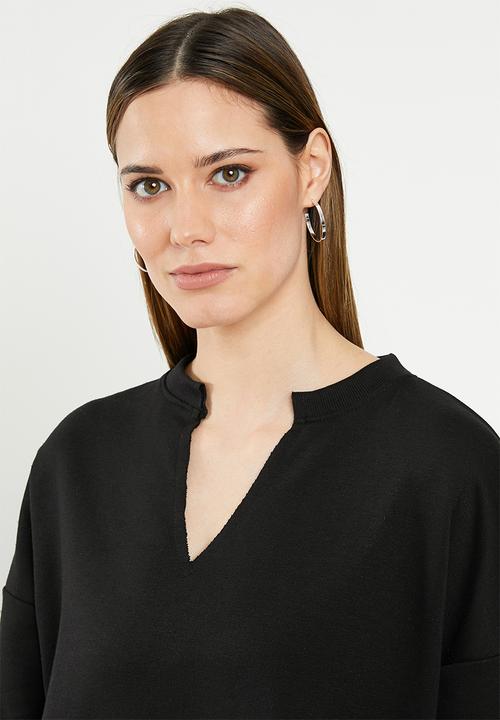 Missguided - V front oversized sweat - black