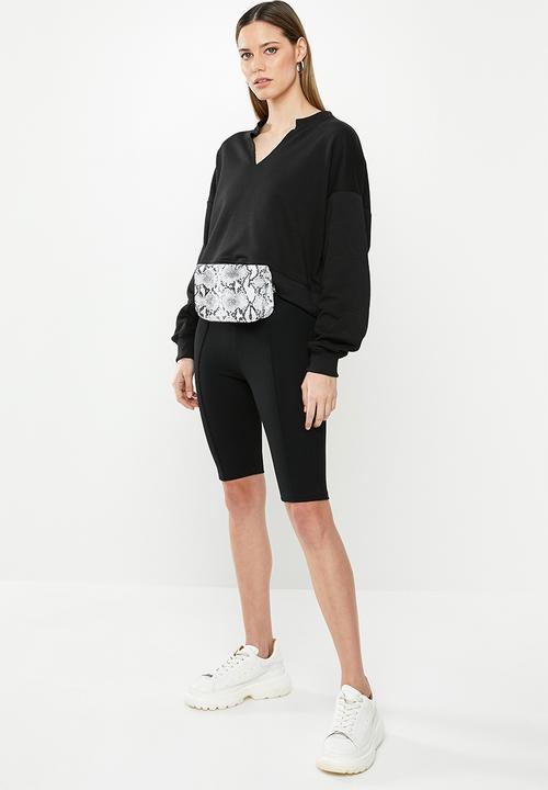 Missguided - V front oversized sweat - black