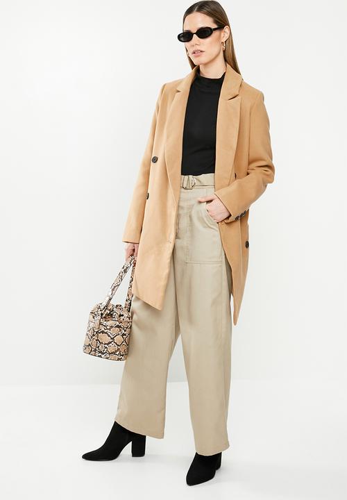 Missguided - Short oversized double breasted coat - brown 
