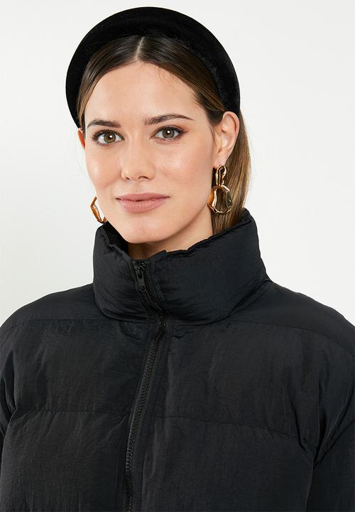 Missguided - Cropped overhead puffer jacket - black