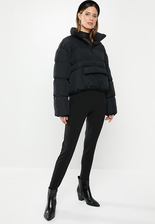 Missguided - Cropped overhead puffer jacket - black