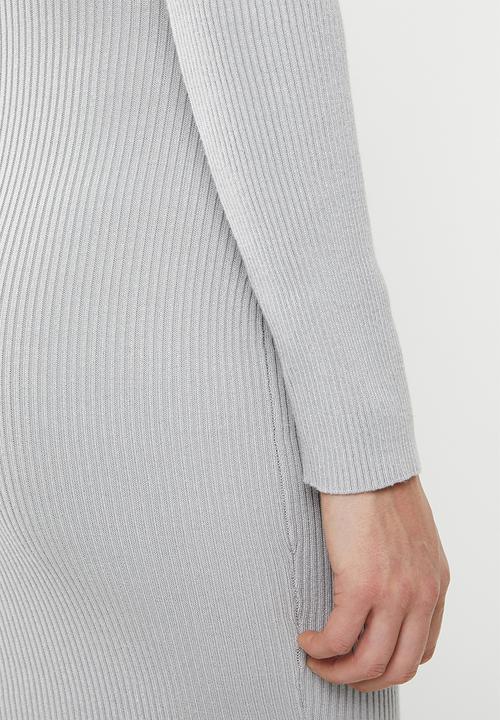 Missguided - High neck knitted mini dress - grey