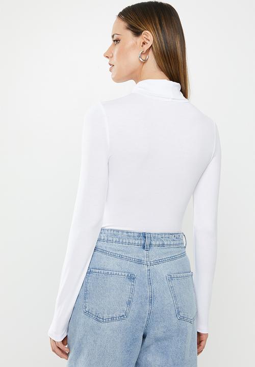 Missguided - Turtle neck long sleeve bodysuit - white