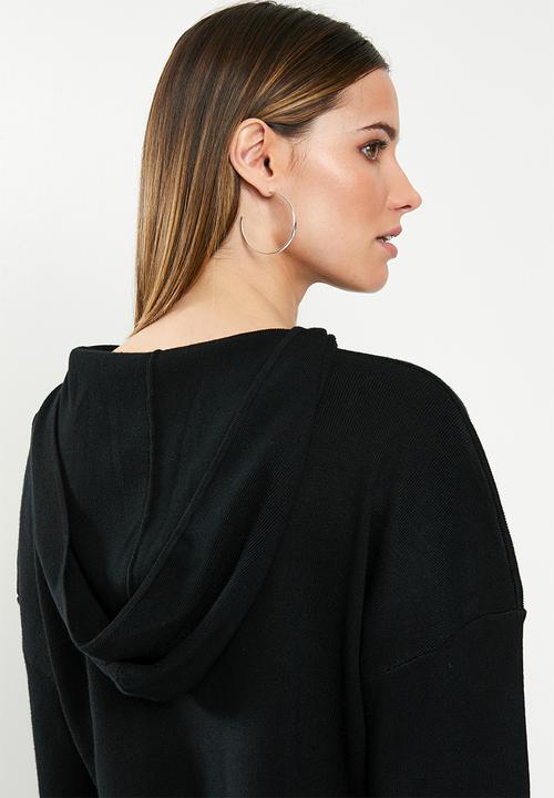 Missguided - Ribbed hooded crop jumper - black