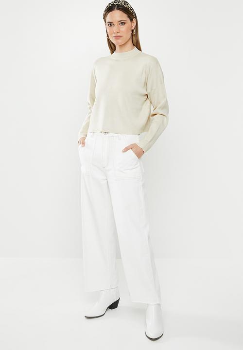 Missguided - Funnel neck crop jumper - cream