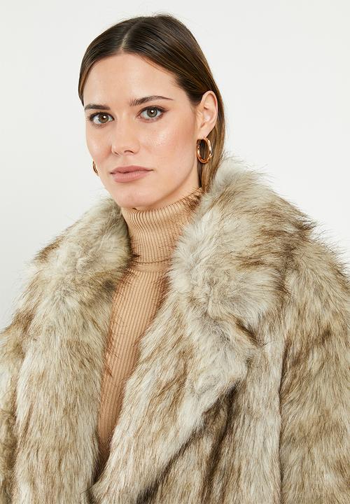 Missguided - Short vintage collar faux fur coat - brown