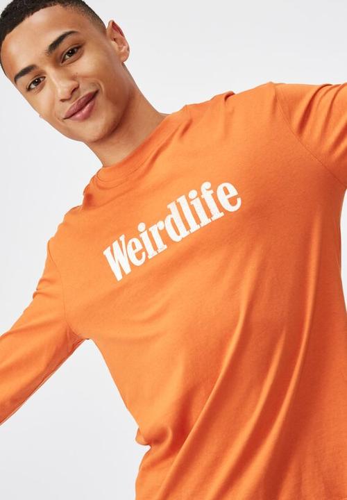 Cotton On - Weird life Tbar long sleeve tee - orange