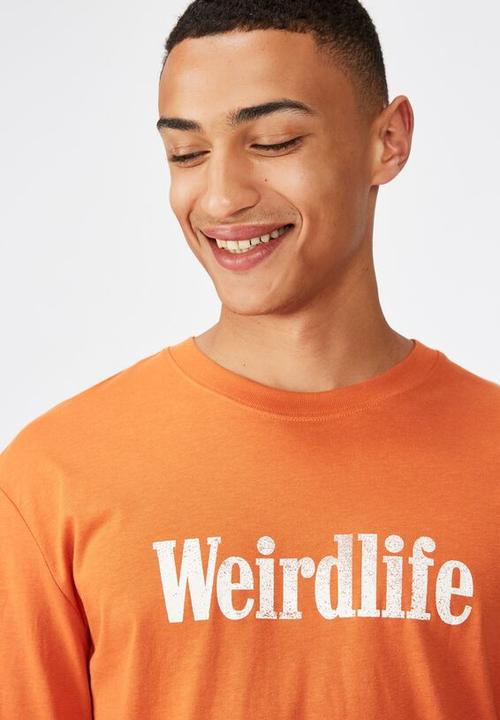 Cotton On - Weird life Tbar long sleeve tee - orange