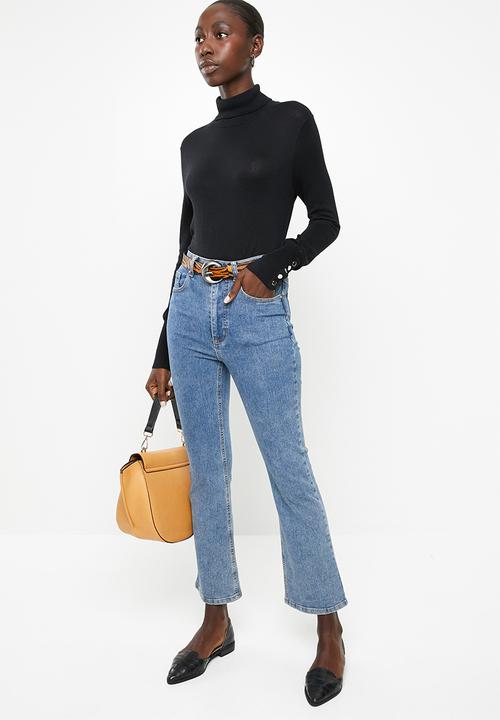 Vero Moda - Milda long sleeve rollneck button knit - black