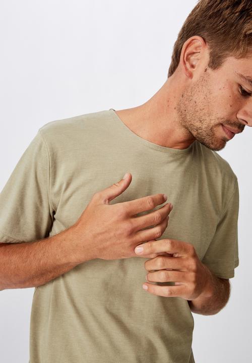 Cotton On - Longline curve hem burnout tee - blair green