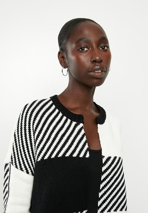 ONLY - Kasey long sleeve long cardigan knit - black & white 