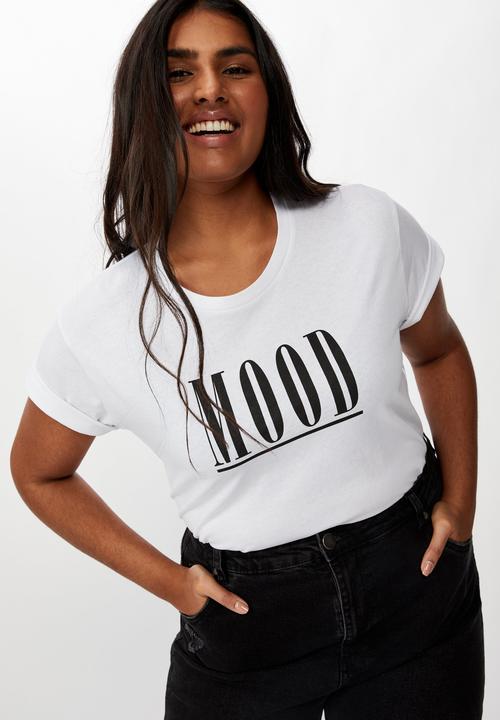 Cotton On - Curve graphic tee mood - white