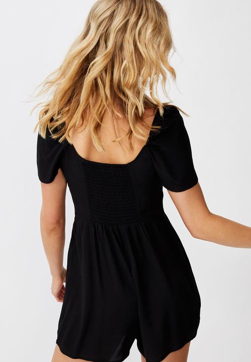 Cotton On - Woven celeste cap sleeve playsuit - black