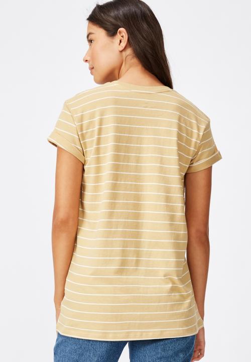 Cotton On - Classic slogan T-shirts stay kind - yellow & white 