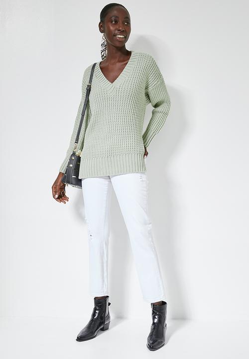 Superbalist - Slouchy v - neck pullover - green