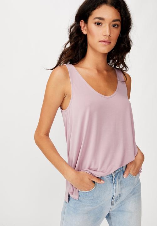 Cotton On - Tia scooped high low tank top - purple
