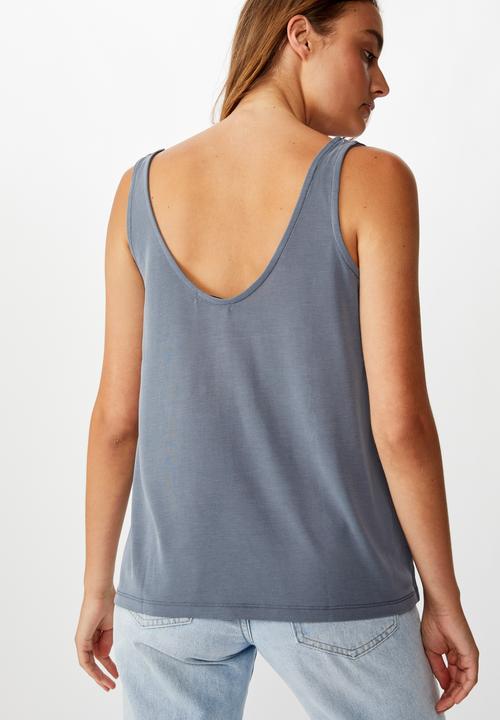 Cotton On - Tia scooped high low tank top - grey