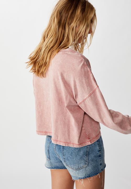 Cotton On - Harris crew neck long sleeve top - pink 