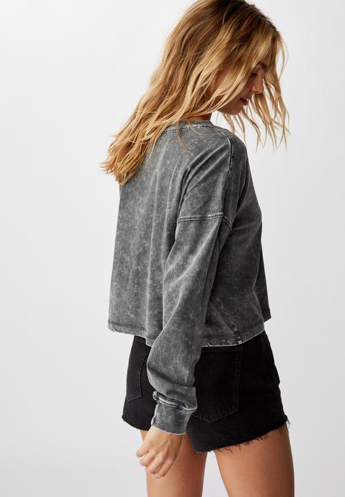 Cotton On - Harris crew neck long sleeve top - charcoal