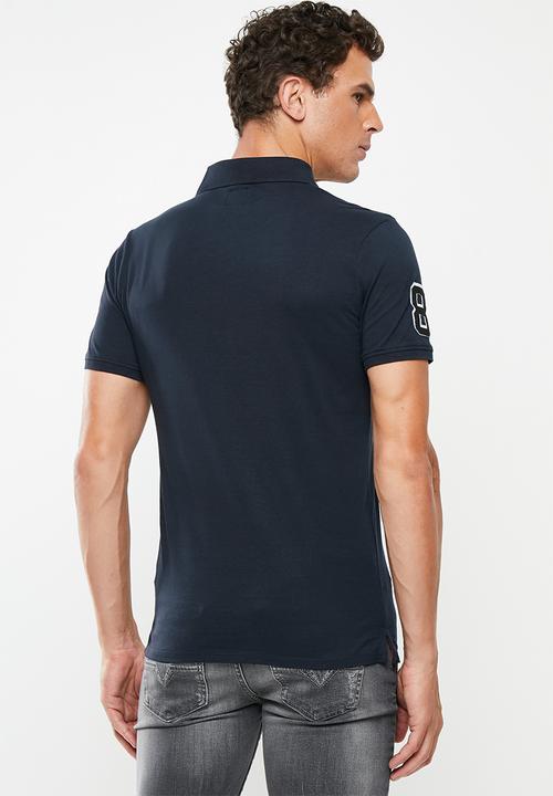 GUESS - Triangle chest print polo - navy