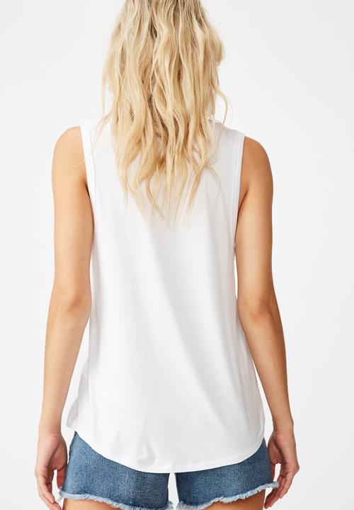 Cotton On - Tbar parker graphic tank top botanicals - white