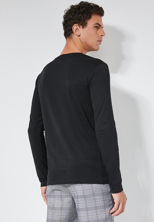 Superbalist - Plain long sleeve crew neck tee - black