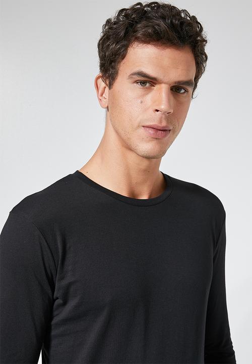 Superbalist - Plain long sleeve crew neck tee - black