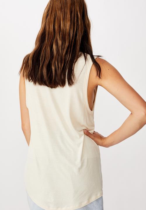Cotton On - Tbar parker graphic tank top botanicals - beige
