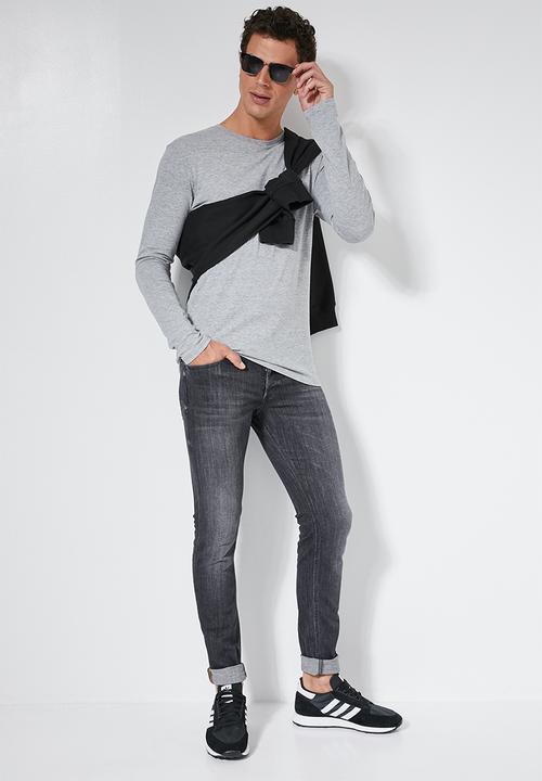 Superbalist - Plain long sleeve crew neck tee - grey