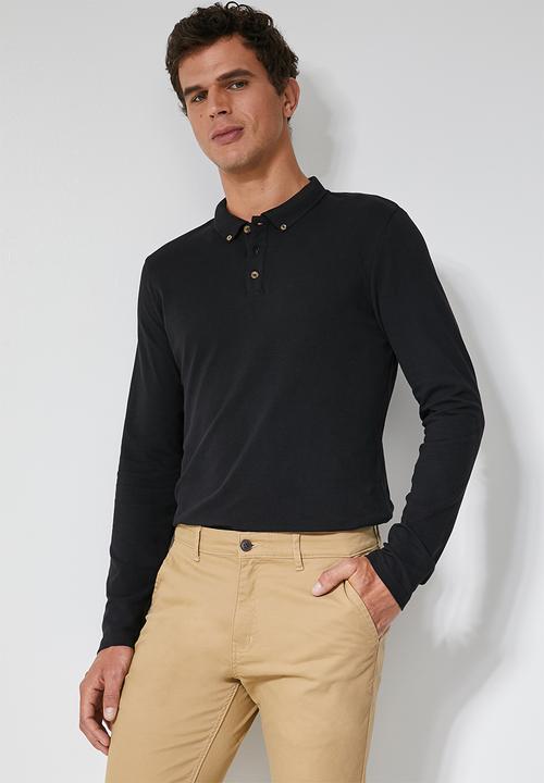Superbalist - Pique slim fit golfer - black