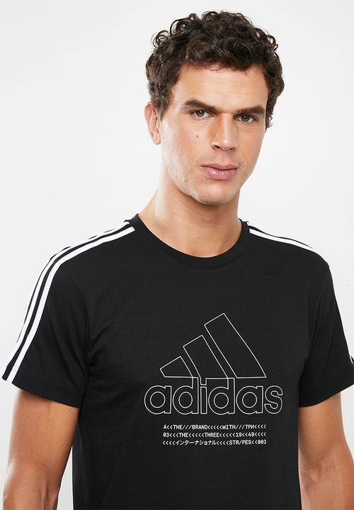 adidas Performance - Bos 3 stripe tee - black