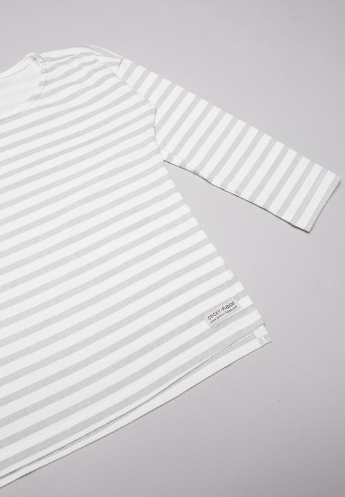 Sticky Fudge - Stripe long sleeve top - grey & white 