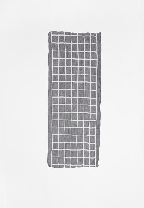 edit - Multi-stripe scarf - grey & white