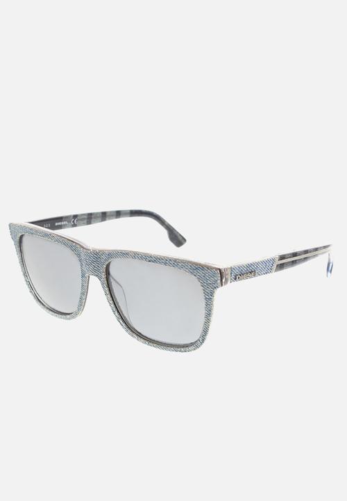Diesel  - Blue denim/crystal frame with dark grey mirror lenses - blue