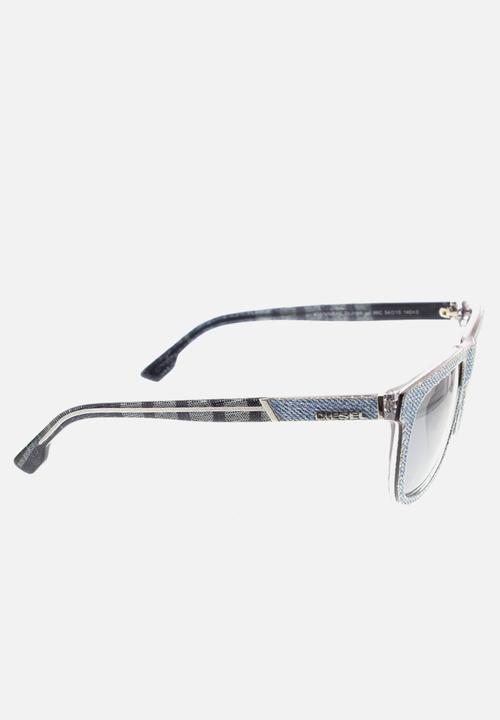 Diesel  - Blue denim/crystal frame with dark grey mirror lenses - blue