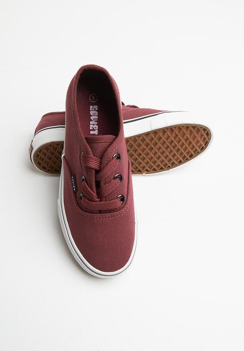 SOVIET - Barca canvas lace ups - burgundy