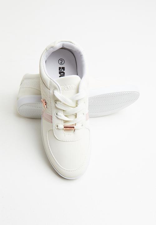 SOVIET - Debbie lace up - white & pink