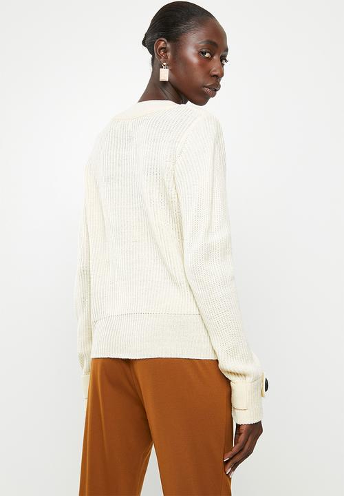 Jacqueline de Yong - Tonic long sleeve boatneck pullover knit - cream 