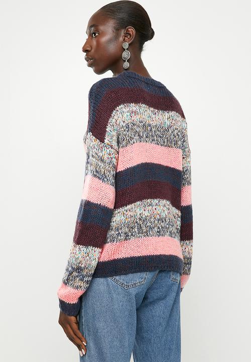 Jacqueline de Yong - Iris long sleeve stripe pullover knit - multi 