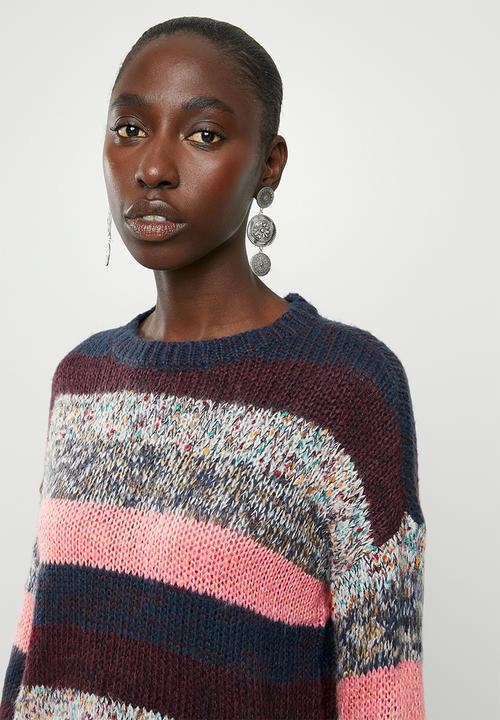 Jacqueline de Yong - Iris long sleeve stripe pullover knit - multi 