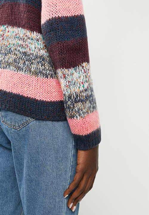 Jacqueline de Yong - Iris long sleeve stripe pullover knit - multi 