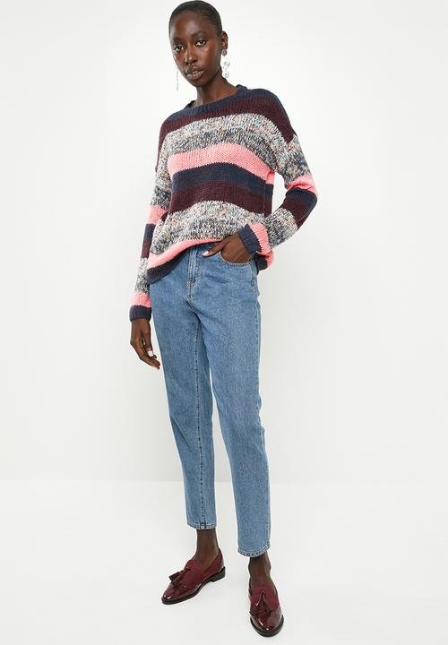 Jacqueline de Yong - Iris long sleeve stripe pullover knit - multi 